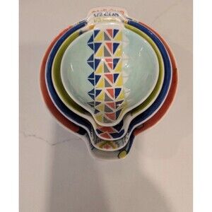 Anthropologie Geometric Pattern Ceramic Nesting Measuring Cups Set of 4
